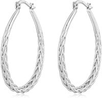 Elegant Oval Twisted Rope Hoop Earrings
