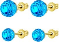 Aquamarine Austrian Crystal Earrings (2 Pairs Set)