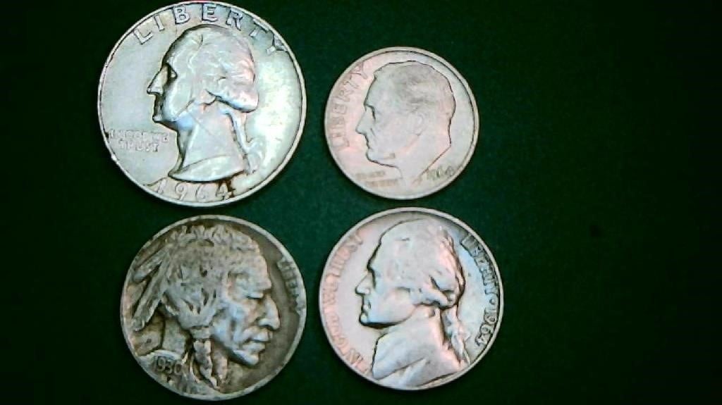 1964 Otr, 1964 Dime, 1964 Nickel, 1930 Buffalo