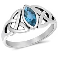 Sterling Silver Blue Topaz Marquise Ring