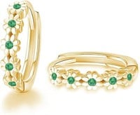 14k Gold-pl. .20ct Emerald Flower Earrings