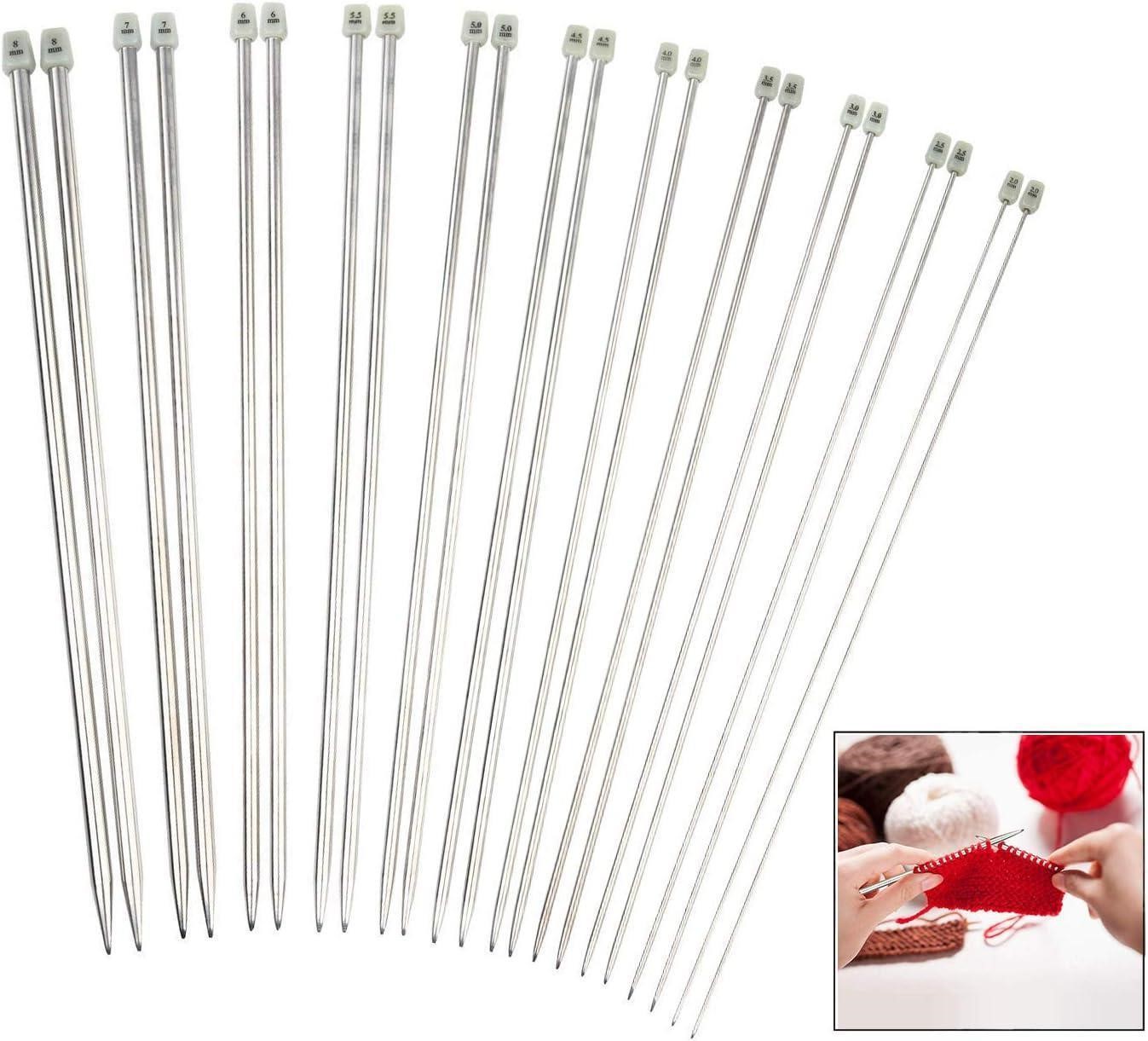 NEW-Xrten 11-Set Steel Knitting Needles