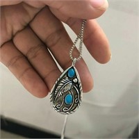 Tibetan Silver Plated Blue Turquoise Chain