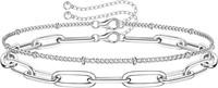 14k Gold-pl. Paperclip & Satellite Chain Bracelet