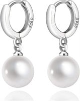 Elegant Round 12mm Pearl Drop Earrings