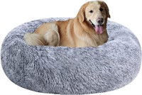 Poohoo Calming Faux Fur Donut Cuddler Dog Bed