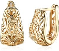Beautiful Gold-pl. Filigree Design Earrings