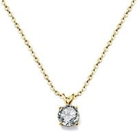 Gold-pl. .50ct White Sapphire Solitaire Necklace