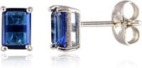 18k Gold-pl. Emerald 2.00ct Blue Sapphire Earrings