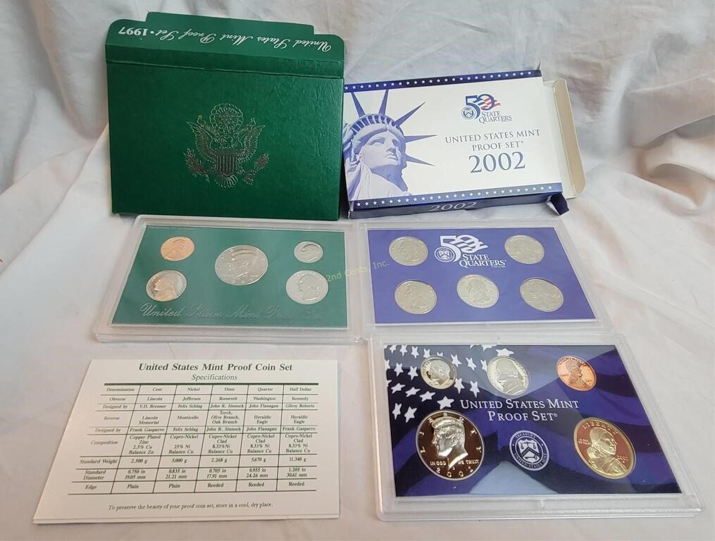 1997 & 2002 U S Mint Proof Set