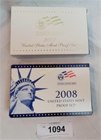2007 & 2008 U S Mint Proof Set