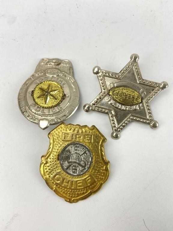 Vintage Metal Police / Sheriff / Fire Chief Toy