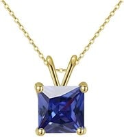 18k Gold-pl Princess 1.00ct Sapphire Necklace