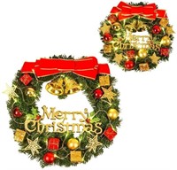 12/20 Inch Christmas Wreath with Lights, 2 pack