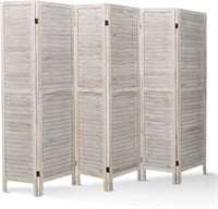 ECOMEX 6 Panel Wood Divider  5.6Ft White