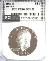1971-S Silver Ike PR70 DCAM LISTS FOR $525