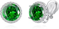 Pretty 7.74ct Emerald & Topaz Clip On Earrings