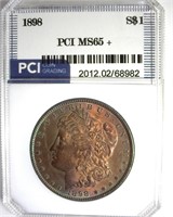 1898 Morgan PCI MS65+ Iridescent Toning