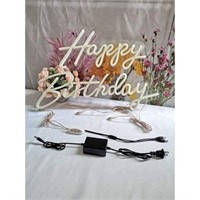 VING LED Warm White Happy Birthday Neon Sign