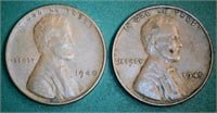 1940 P, 1945 P Lincoln Wheat Pennies
