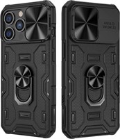 Black Iphone 14 Pro Max Ring Kickstand Case