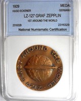 1929 Bronze Medal NNC LZ-127 GRAF ZEPPLIN GERMANY