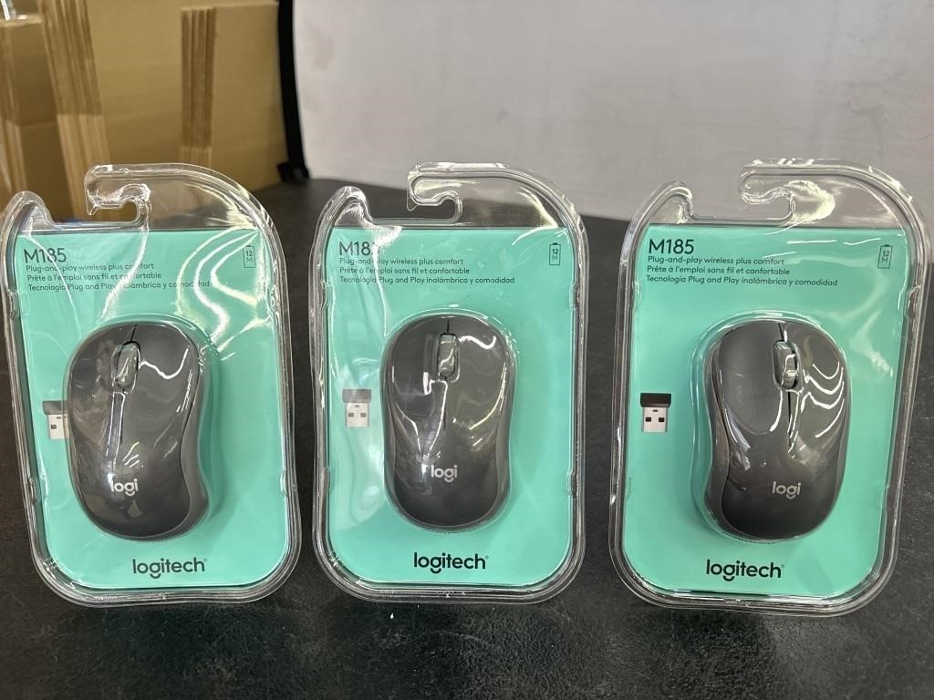 New (lot of 3) Logitech M185 Wireless Mouse,