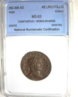 292-306 AD Constantius I Genius Reverse NNC MS63