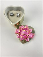 Rhinestone Earrings in Heart Gift box