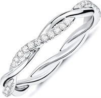 14k Gold-pl .88ct White Topaz Twisted Rope Band