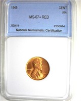1945 Cent MS67+ RD LISTS $6500