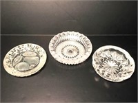 Glass & Crystal Ashtrays Lot of 3