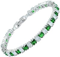 Princess 15.21ct Emerald & White Topaz Bracelet