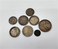 8 Silver German Italy & France Coins