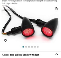 Black Motorcycle LED Turn Signals Red Light