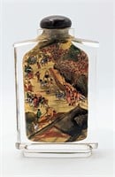 Heavy Glass Snuff Bottle W. Hand Painted Interior