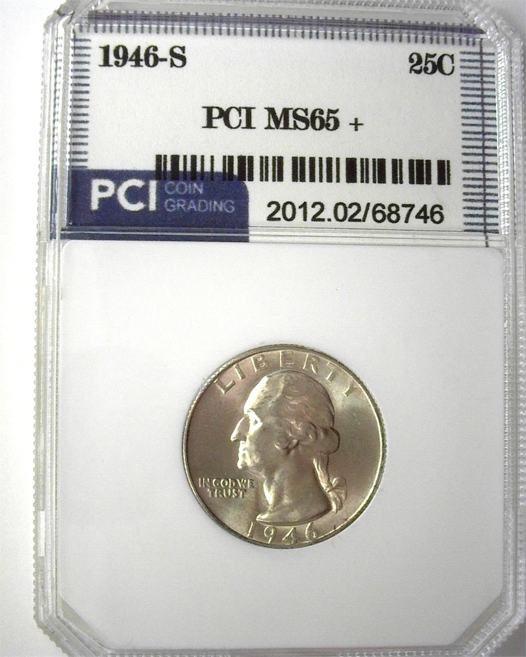 1946-S Quarter PCI MS65+