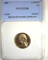 1960 Nickel PR70 DCAM LSITS $3250 IN 69 DCAM