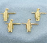 Penguin Tuxedo Stud Set in 14k Yellow Gold