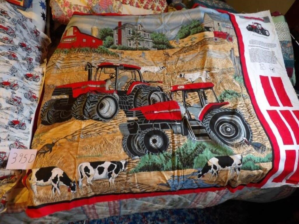 IH Tractor fabric panel with barn, and yard of