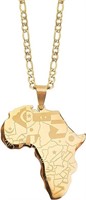 Gold-pl. Africa Map Figaro Chain Necklace