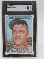 1967 TOPPS #45 ROGER MARIS 5 EX SGC CARD