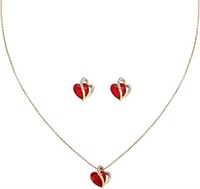 18k Goldpl Heart 1.59ct Garnet & Topaz Jewelry Set