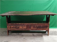 Early Bench Table with 2 board top measures 56"L
