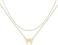 18k Gold-pl. Butterfly Layered Chain Necklace