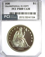 1836 $1 PCI PR69 CAM Transitional Nickel Copy