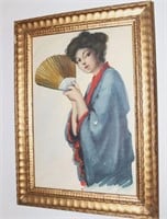 AN EARLY 1900s WATERCOLOR OF YOUNG WOMAN IN ASIAN