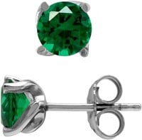 Elegant Round 1.56ct Emerald Stud Earrings