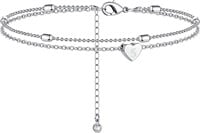 Dainty Initial "s" Heart Layered Anklet
