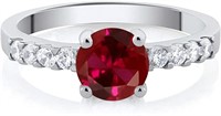 Round 1.79ct Ruby & White Topaz Solitaire Ring